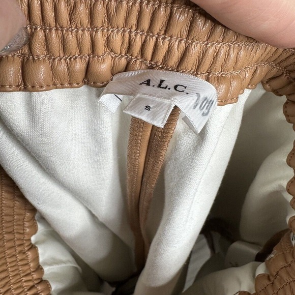 NWT ALC Natural Kaleb Faux Leather Shorts Smocked Waist Women's Tan Size Small - Picture 5 of 6